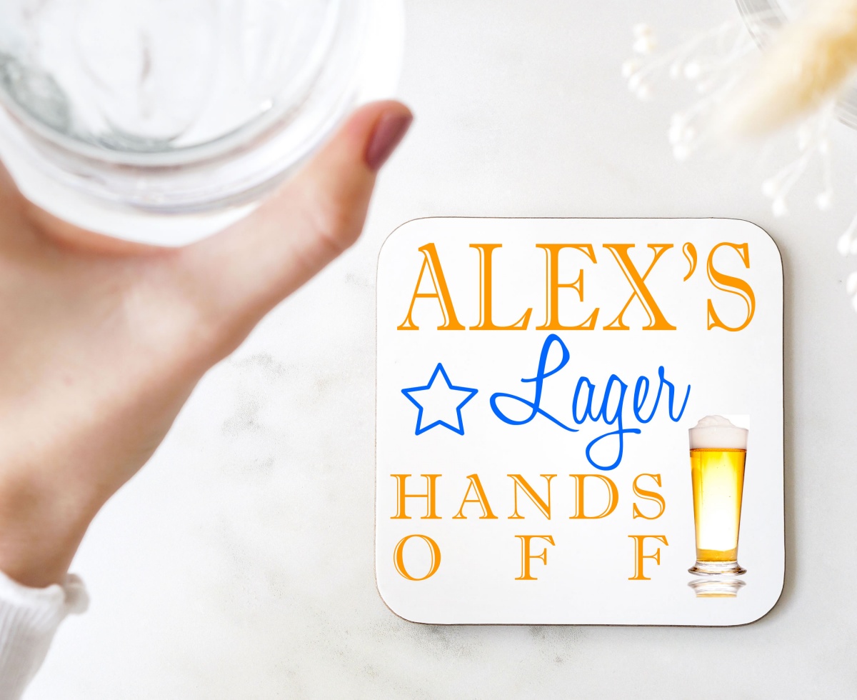 Personalised Lager Wooden Gift Drinks Coaster